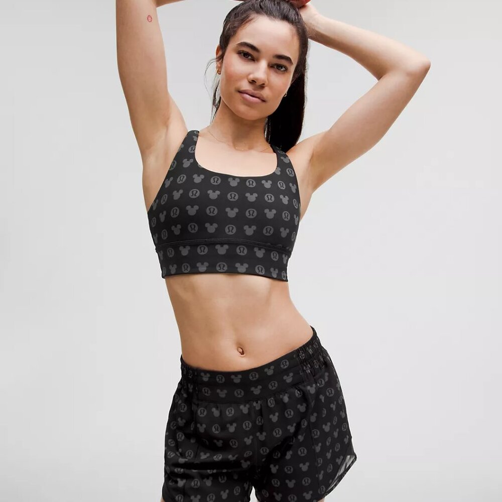 Disney X Lululemon Energy Bra Long Line Disney Classic Black Print NWT